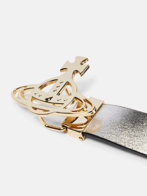 Cinturón de cuero con hebilla Vivienne Westwood dorado