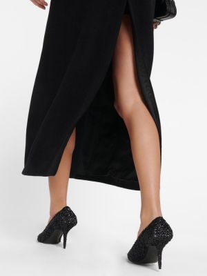 Vlněný kabát z alpaky Balenciaga černý