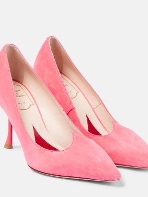 Велурени полуотворени обувки Roger Vivier розово