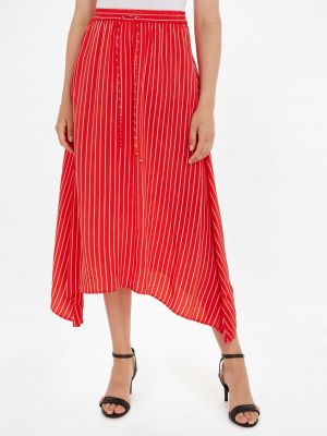 Pruhovaná pruhovaná dlhá sukňa Tommy Hilfiger červená