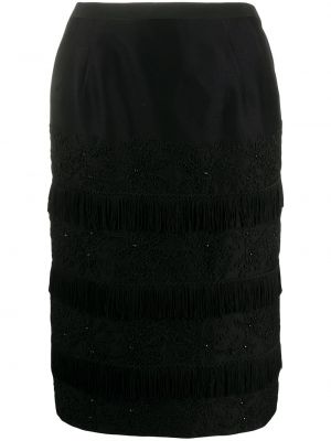 Falda con flecos de tweed A.n.g.e.l.o. Vintage Cult negro