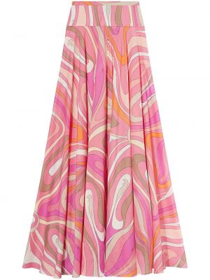 Bavlněné dlouhá sukně s potiskem Pucci růžové