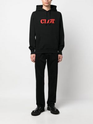 Kokvilnas kapučdžemperis ar apdruku Clot melns