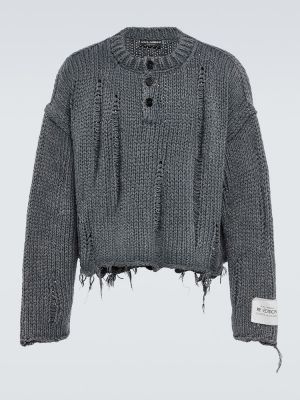 Памучен ленен пуловер Dolce&gabbana сиво
