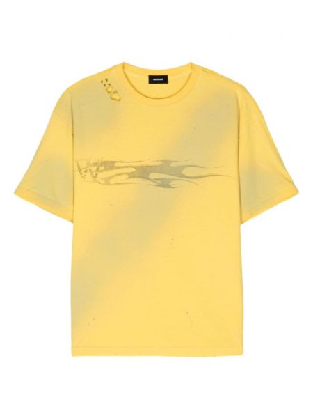 T-shirt en coton à imprimé We11done jaune