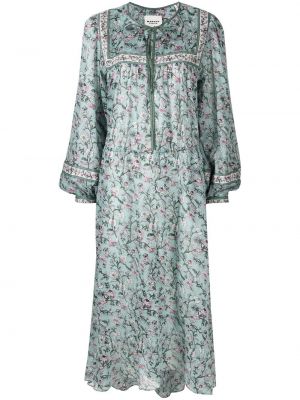 Sukienka midi w kwiatki z nadrukiem Isabel Marant Etoile zielona