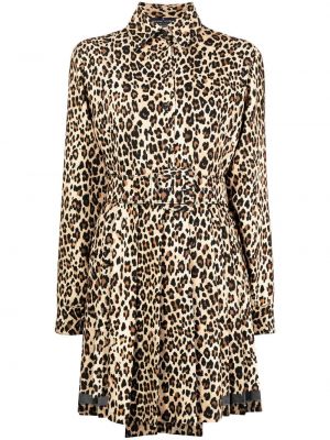 Leopard trykt kjole med krage Ermanno Scervino brun