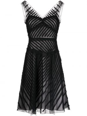 Копринена рокля бродирана Prada Pre-owned черно