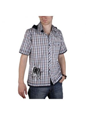 Клетчатая рубашка с капюшоном с коротким рукавом маэстро