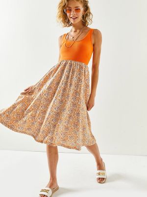 Ľanové šaty bez rukávov Olalook oranžová
