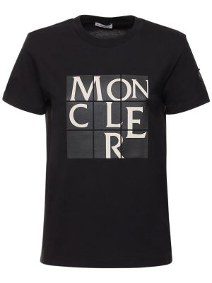 Camiseta de algodón de tela jersey Moncler negro