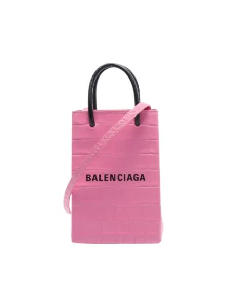 Shopperka skórzana Balenciaga Vintage różowa