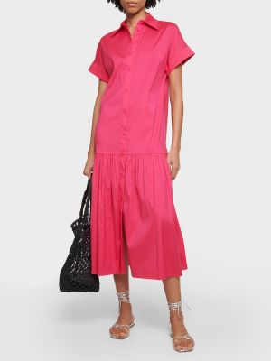 Bavlněné midi šaty Max Mara růžové