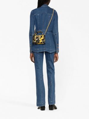 Leder shopper handtasche mit print Versace Jeans Couture