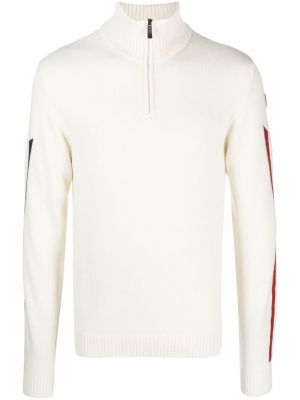 Biały sweter w paski z nadrukiem Rossignol