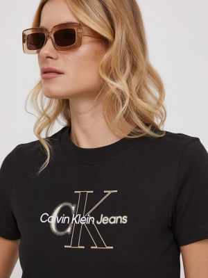 Bavlněné tričko Calvin Klein Jeans černé