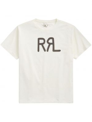 Koszulka bawełniana z nadrukiem Ralph Lauren Rrl biała