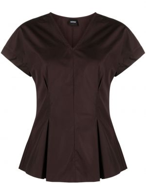 Памучна блуза с v-образно деколте Aspesi кафяво