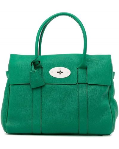 Lær shoppingbag Mulberry grønn