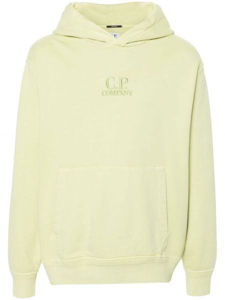 Pamučna hoodie s kapuljačom s vezom C.p. Company zelena