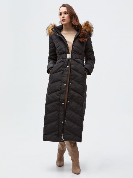Пальто с мехом Kayra черное