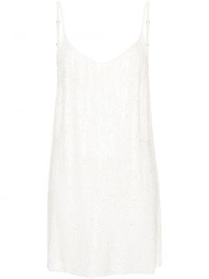 Коктейлна рокля с пайети без ръкави P.a.r.o.s.h. бяло