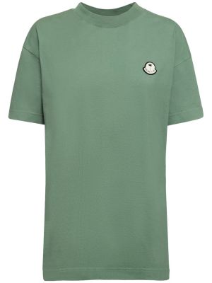 Kokvilnas t-krekls Moncler Genius zaļš