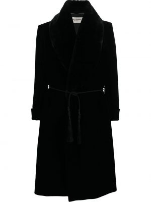 Кадифено палто Saint Laurent черно