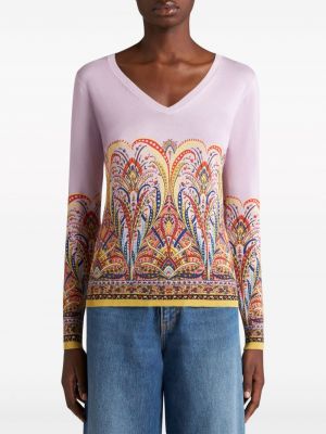 Pullover mit print mit v-ausschnitt mit paisleymuster Etro pink