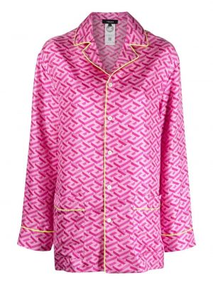 Pijamale de mătase Versace roz