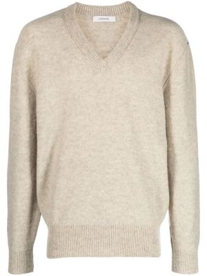 Вълнен пуловер с v-образно деколте Lemaire бежово