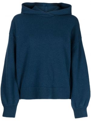 Sweter wełniany z kaszmiru z kapturem Pringle Of Scotland niebieski