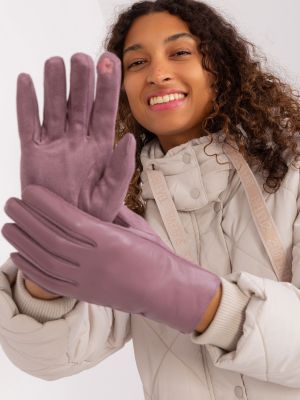 Rękawiczki skórzane Fashionhunters fioletowe