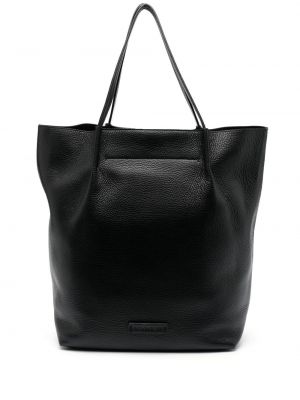 Kožená nákupná taška Fabiana Filippi čierna