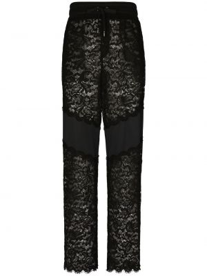 Pantalon droit en dentelle Dolce & Gabbana noir