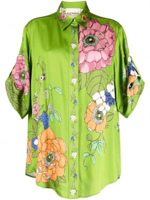 Kvetinová košeľa s potlačou Alemais zelená
