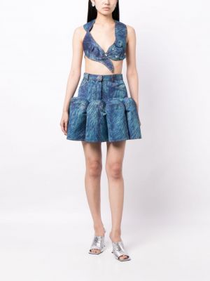 Mini sukně s potiskem s abstraktním vzorem Area modré