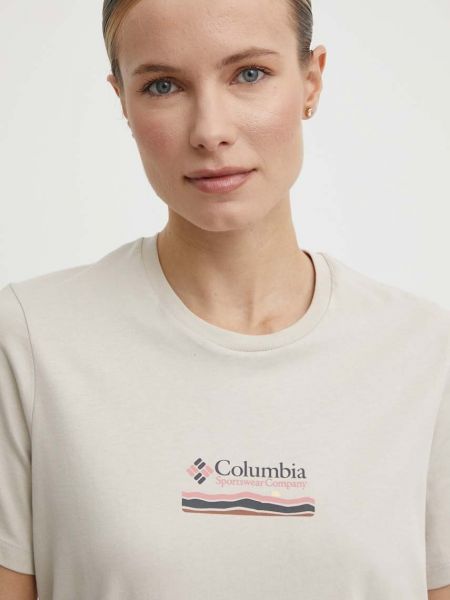 Bavlněné tričko Columbia béžové