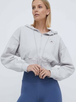 Pamučna hoodie s kapuljačom Adidas By Stella Mccartney siva