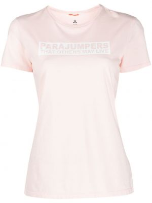 Koszulka bawełniana z nadrukiem Parajumpers różowa