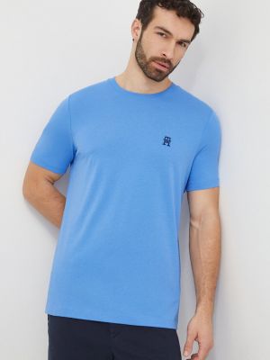 Тениска с дълъг ръкав с апликация Tommy Hilfiger синьо