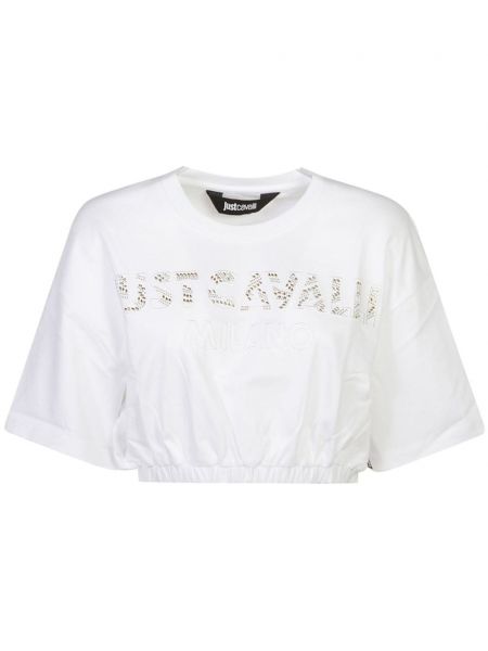 T-shirt med broderier Just Cavalli hvid