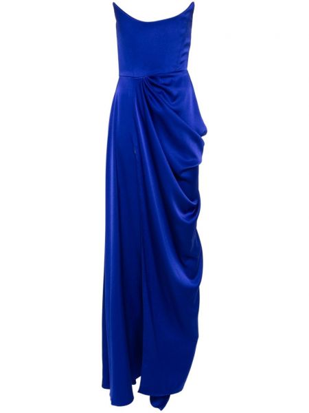 Krepové drapované večerní šaty Alex Perry modré