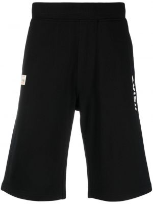Pantaloni scurți din bumbac cu imagine Evisu negru