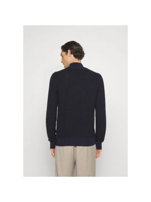 Jersey cuello alto de lana de algodón de tela jersey Hugo Boss azul