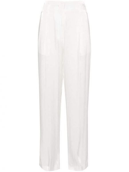 Satynowe spodnie relaxed fit Genny białe