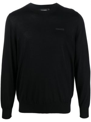 Плетен пуловер с принт Dsquared2 черно