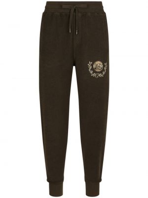 Pantaloni sport din bumbac cu imagine Dolce & Gabbana maro