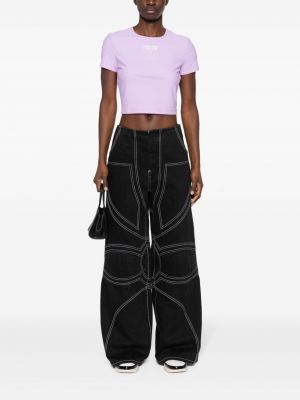 Tričko s potiskem Versace Jeans Couture fialové