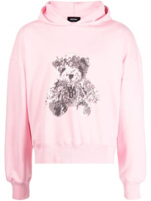 Raštuotas medvilninis džemperis su gobtuvu We11done rožinė